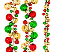 Whaline Guirlande de Boules de Noël incassables - Fournitures de fêtes de Noël - Décoration pour intérieur et extérieur, Maison, Bureau - Rouge, Vert, doré