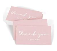Whaline Lot de 100 mini cartes de remerciement rose pâle pour votre commande, cartes de remerciement pour petites entreprises, magasins, restaurants, 5 x 8,9 cm