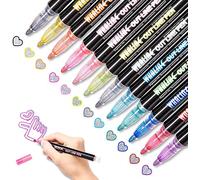 Whaline Lot de 12 marqueurs, couleurs métalliques à paillettes - pour réaliser des cartes de Noël, des cartes de vœux d'anniversaire, faire du scrapbooking et des travaux manuels