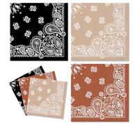 Whaline Lot de 120 serviettes de cocktail jetables en papier motif bandana western 3 couleurs Wild West Cowboy Paisley pour fête sauvage