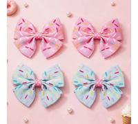 Whaline Lot de 2 pinces à cheveux en forme de nœud pour cheveux en forme de gâteau et de donut, ruban rose cyan, barrettes à cheveux d'été sur le thème du dessert pour femme, fournitures de fête