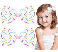 Whaline Lot de 2 pinces à cheveux en forme de nœud pour crème glacée, pastel, gâteau, donut, ruban pour cheveux, confettis d'été, accessoires de fête d'anniversaire pour femme