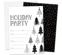 Whaline Lot de 20 cartes d'invitation de Noël avec enveloppes et autocollants - Noir et blanc - Pour fête prénatale, mariage, anniversaire, dîner, 12,7 x 17,8 cm