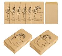 Whaline Lot de 200 paquets de graines funéraires « Forget Me Not Prints » - Enveloppes kraft rustiques pour petites graines de fleurs - Sachets autocollants pour jardin, bureau, cérémonie, funéraire, 8,9 x 6,1 cm