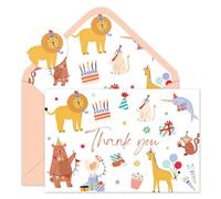 Whaline Lot de 24 cartes de remerciement vierges avec enveloppes, autocollants, carte de vœux pour anniversaire, fête prénatale, 10,2 x 15,2 cm