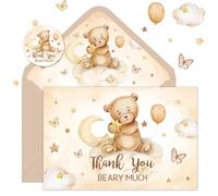 Whaline Lot de 24 cartes de remerciement vierges avec enveloppes et autocollants pour fête prénatale, fête d'anniversaire, 10,2 x 15,2 cm