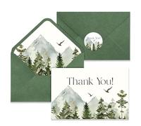 Whaline Lot de 24 cartes de remerciement vierges avec enveloppes et autocollants sur le thème de la forêt pour mariage, fête prénatale, fête d'anniversaire