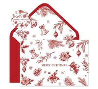 Whaline Lot de 24 cartes de vœux de Noël avec enveloppes et autocollants, clochette rouge, pin, maïs, cartes de vœux vierges pour Noël et l'hiver