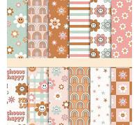 Whaline Lot de 24 feuilles de papier à motif bohème double face coloré pour loisirs créatifs, fabrication de cartes, scrapbooking, album photo, décoration, 30 x 30 cm