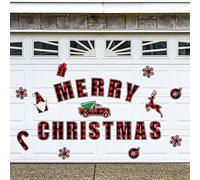 Whaline Lot de 25 autocollants magnétiques à carreaux pour décoration de garage,Autocollants de réfrigérateur,Fournitures de fête de Noël,Décorations d'intérieur