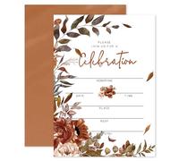Whaline Lot de 25 cartons d'invitation de mariage d'automne avec enveloppes et autocollants rétro vierges pour Thanksgiving, récolte, 12,7 x 17,8 cm