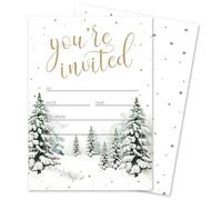 Whaline Lot de 25 cartons d'invitation de Noël avec enveloppes et autocollants, vierges pour mariage, anniversaire, fête prénatale, 12,7 x 17,8 cm