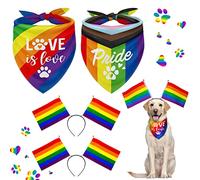 Whaline Lot de 4 bandanas pour chien Gay Pride arc-en-ciel Love is Love Pride - Bandana triangle arc-en-ciel réversible pour chien - Accessoire pour fête sur le thème gay - Pour chiens de taille