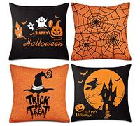 Whaline Lot de 4 Housses de Coussin en Coton et Polyester Décoration de Maison 45,7 x 45,7 cm