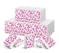Whaline Lot de 50 paquets de mouchoirs de poche pour la lutte contre le cancer du sein, ruban rose, format voyage, 4 plis, cadeau pour survivante du cancer