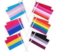 Whaline Lot de 60 mini drapeaux arc-en-ciel Gay Pride - Petits drapeaux transgenres asexuels bisexuels lesbiens - Décorations de fête LGBT (10 pièces de chacun des 6 motifs)