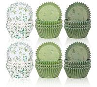 Whaline Lot de 600 caissettes à cupcakes en forme de feuille d'eucalyptus vert sauge pour fête prénatale, mariage, fête d'anniversaire, décoration de fête