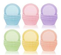 Whaline Lot de 600 caissettes colorées pour cupcakes - Couleur pastel - Rose clair, bleu, violet, jaune, orange, vert - Pour Noël, fête prénatale, mariage, fête d'anniversaire