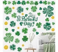 Whaline Lot de 9 feuilles de stickers muraux pour la Saint-Patrick Motif trèfle porte-bonheur Pour fête irlandaise Maison école Bureau 21 x 27 cm