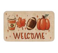 Whaline Paillasson d'automne motif feuille de citrouille avec dos en caoutchouc antidérapant rectangulaire pour Thanksgiving, récolte, intérieur et extérieur, 43,2 x 73,7 cm