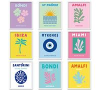 Whaline Preppy Lot de 9 impressions d'art mural abstraites esthétiques pour décoration de chambre, salon, adolescente, chambre à coucher, dortoir, 28 x 35,6 cm