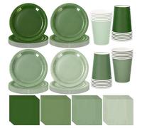 Whaline Service de table jetable vert sauge de 244 pièces pour 48 assiettes de 22,9 cm, 48 assiettes de 17,8 cm, 48 tasses de 255,1 g, 100 serviettes pour mariage, fête d'anniversaire