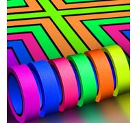 Whaline UV Fluorescent Ruban, néon Bande Fluorescente 6 couleurs lumière ruban tapet, Bande lumineuse décoration, Ruban Adhésif réfléchissant(1,3 cm x 16,5 pieds)