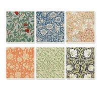 Whaline William Morris Lot de 6 torchons de Cuisine suédois Vintage en Coton Absorbant à Motif Floral coloré pour fête, Maison, Pendaison de crémaillère, Nettoyage de comptoir, 17,8 x 20,3 cm