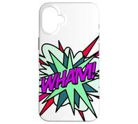 Wham Bande dessinée Pop Art Fun Super-héros Vert Violet Coque pour iPhone 16 Plus