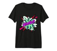 Wham Bande dessinée Pop Art Fun Super-héros Vert Violet T-Shirt Haut de Gamme