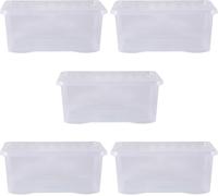 Wham Lot de 5 grandes boîtes de rangement en plastique transparent avec couvercles pour la maison et le B ro, empilables et empilables, avec couvercles, 60 x 40 x 25 cm