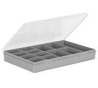 Wham Lot de 7 boîtes de rangement 3.03 (23876) avec 13 compartiments, 29 x 19 x 5,5 cm, gris clair/transparent
