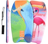 Wham-O Kinder Bodyboard 2er Pack, sûr à partir de 8 ans : planche de surf légère de 84cm pour la plage/piscine, Fiberclad & Robust - Flamingo/Curve