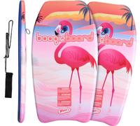 Wham-O Kinder Bodyboard 2er Pack, sûr à partir de 8 ans : planche de surf légère de 84cm pour la plage/piscine, Fiberclad & Robust - Flamingo
