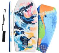 Wham-O Lot de 2 Planches de Boogie, Bodyboard avec Laisse de Poignet, Revêtement Fiberclad Noyau Phuzion, Tail Crescent pour Océan Enfants 5+ Adolescents Adultes - Courbe/Vague