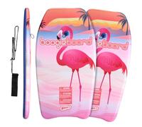 Wham-O Lot de 2 Bodyboards 83.8 cm, Planche légère avec Leash de Poignet, revêtement Fiberclad et Noyau Phuzion pour océan, Piscine Enfants 5+ Adolescents débutants et Adultes - Flamant Rose