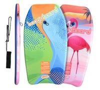 Wham-O Lot de 2 Bodyboards 83.8 cm, Planche légère avec Leash de Poignet, revêtement Fiberclad et Noyau Phuzion pour océan, Piscine Enfants 5+ Adolescents débutants et Adultes - Flamant Rose/Curve