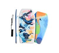 Wham-O Lot de 2 Planches de Boogie, Bodyboard avec Laisse de Poignet, Revêtement Fiberclad Noyau Phuzion, Tail Crescent pour Océan Enfants 5+ Adolescents Adultes - Courbe/Vague