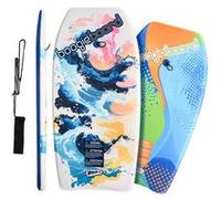 Wham-O Lot de 2 Planches de Boogie, Bodyboard avec Laisse de Poignet, Revêtement Fiberclad Noyau Phuzion, Tail Crescent pour Océan Enfants 5+ Adolescents Adultes - Courbe/Vague
