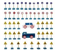 WHAMVOX 1 Ensemble Jouets Bois pour Simulation de Panneaux de Signalisation Routière Éducation Précoce Jeux Cognitifs pour Garçon Fille pour Maison Jardin Maternelle