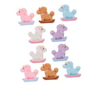 WHAMVOX 10 Pièces Figurines Mini Cheval à Bascule Macaron Décor Licorne Résine pour Fêtes Anniversaire Ornements de Noël et Décoration de Gâteau Accessoires DIY pour Maison de Poupée et