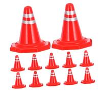 WHAMVOX 12 pièces Lot de Cônes de Signalisation Plastique Vif Panneaux Routiers Simulés pour Scène DIY Barrière Parking Éducative pour Garçon Fille Modèle de Route Ludique et Pédagogique