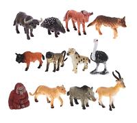 WHAMVOX 12 pièces Lot de Figurines Miniatures Animaux Africains Réalistes Rigide Décorations Simulées pour Bureau et Maison Modèles de Singes et Animaux