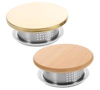 WHAMVOX 2 pièces Couvercle de Pichet Acier Inoxydable et Bois Isolant Compatible Remplacement pour Bouteille Eau Froide Léger et Facile à Nettoyer Couvercle de Théière Portable pour