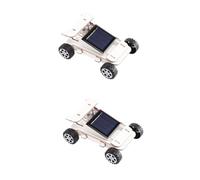WHAMVOX 2 Pièces Voiture Solaire Projets De Sciences Solaires Sports De Plein Air Voiture Télécommandée Électrique Kit D'artisanat De Modèle De Bricolage Jouet pour Enfants Plastique Beige