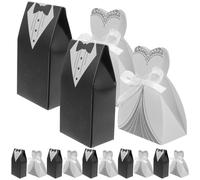 WHAMVOX 200 Boîtes à Dragées en Papier pour Mariage Forme Marié et Mariée Noir et Blanc 100 Pièces Smoking 100 Pièces Robe Boîtes à Bonbons Pliables pour Réception et Présents Invités