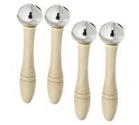 WHAMVOX 4 pièces Hand Shaking Bells with Wooden Handles Compact Musical Percussion Instruments for Party Decoration and Music Practice Suitable for Children and Adults
