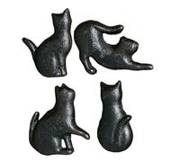 WHAMVOX 4 pièces Poignée de Porte Fer Noir Mat Poignées de Meuble Rustiques et Durables Design Créatif Forme de Chat pour Armoires Installation Facile et Aspect Vintage