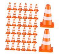WHAMVOX 40 Pièces Cônes de Signalisation Miniatures Orange pour Garçon Fille Éducatif de Simulation Routière Barrière et Panneaux Réalistes pour Apprentissage Sécurité et Reconnaissance