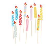 WHAMVOX 50 Décorations de Gâteau Non Comestibles en Papier Motifs Bougie Colorés, 10 Designs Différents, Pack de 50 Pièces pour Décoration Anniversaire et Fête
